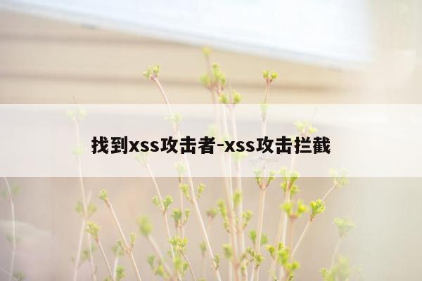 找到xss攻击者-xss攻击拦截