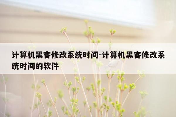 计算机黑客修改系统时间-计算机黑客修改系统时间的软件