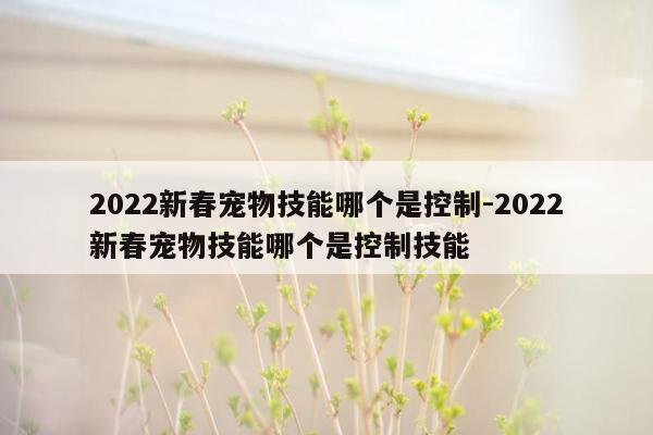 2022新春宠物技能哪个是控制-2022新春宠物技能哪个是控制技能