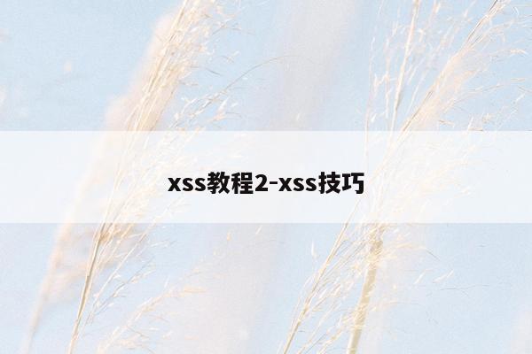 xss教程2-xss技巧