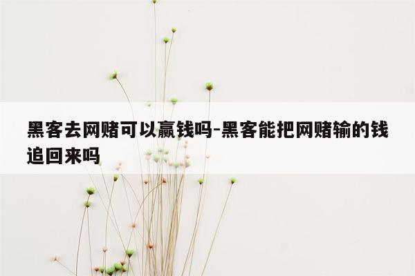 黑客去网赌可以赢钱吗-黑客能把网赌输的钱追回来吗