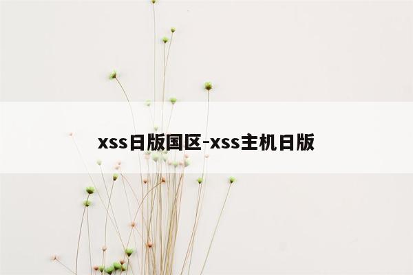 xss日版国区-xss主机日版