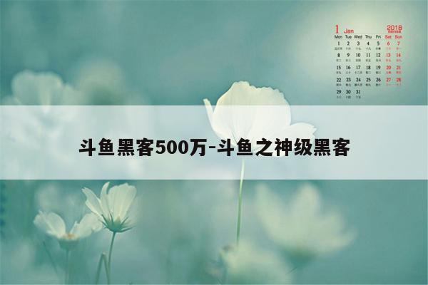 斗鱼黑客500万-斗鱼之神级黑客