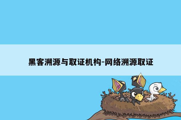 黑客溯源与取证机构-网络溯源取证