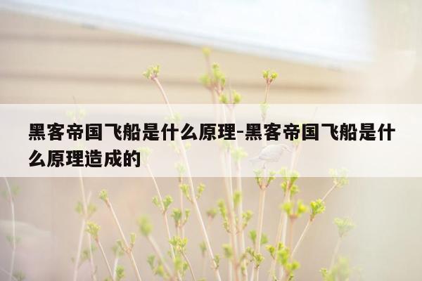 黑客帝国飞船是什么原理-黑客帝国飞船是什么原理造成的