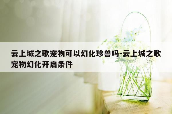 云上城之歌宠物可以幻化珍兽吗-云上城之歌宠物幻化开启条件