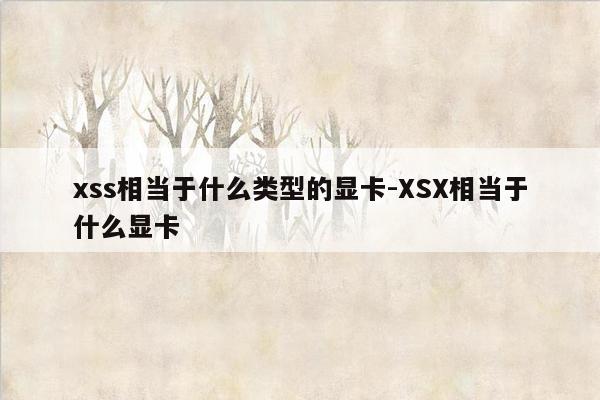 xss相当于什么类型的显卡-XSX相当于什么显卡