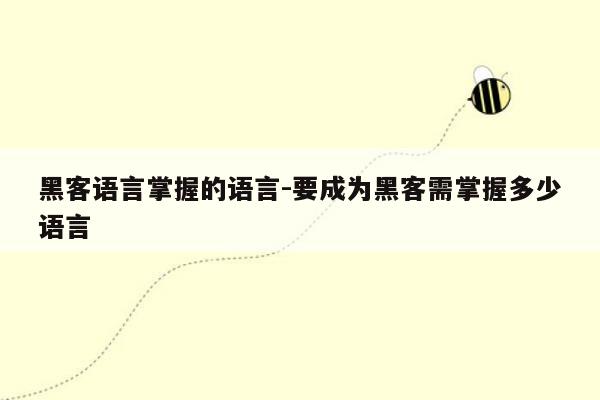 黑客语言掌握的语言-要成为黑客需掌握多少语言