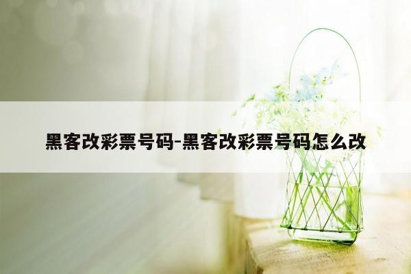 黑客改彩票号码-黑客改彩票号码怎么改