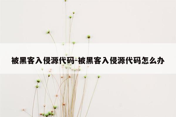 被黑客入侵源代码-被黑客入侵源代码怎么办