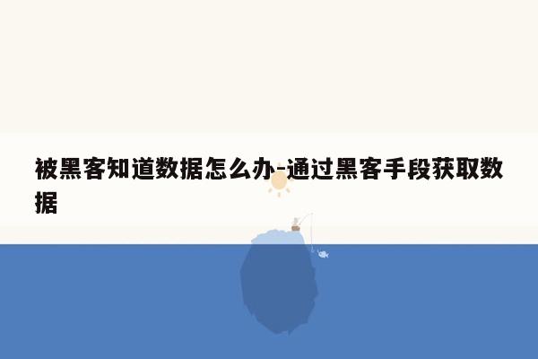 被黑客知道数据怎么办-通过黑客手段获取数据