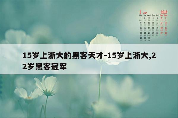 15岁上浙大的黑客天才-15岁上浙大,22岁黑客冠军