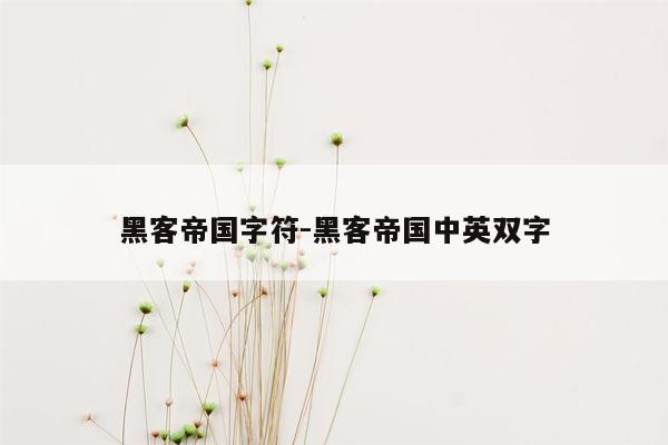 黑客帝国字符-黑客帝国中英双字