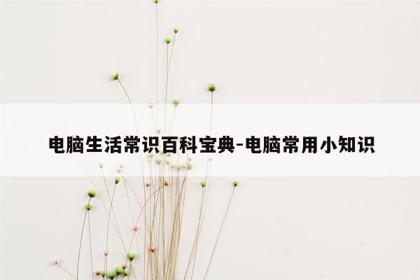 电脑生活常识百科宝典-电脑常用小知识