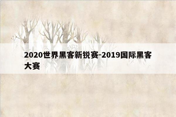 2020世界黑客新锐赛-2019国际黑客大赛