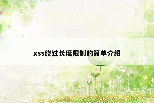 xss绕过长度限制的简单介绍