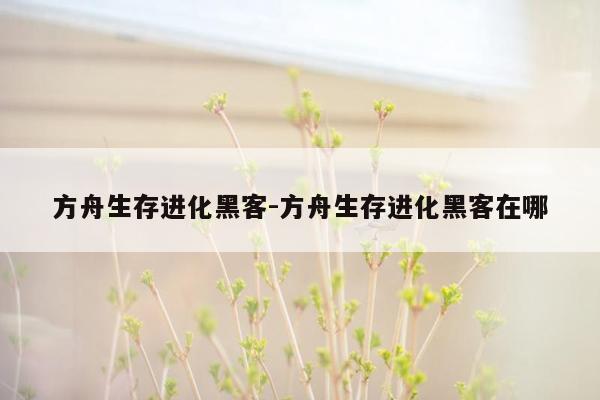 方舟生存进化黑客-方舟生存进化黑客在哪