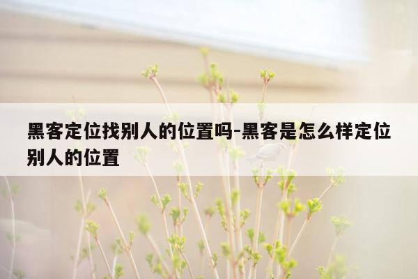 黑客定位找别人的位置吗-黑客是怎么样定位别人的位置