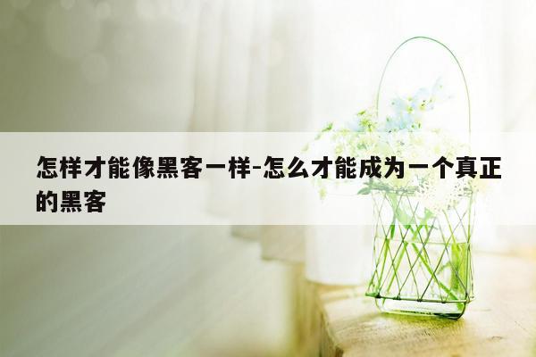 怎样才能像黑客一样-怎么才能成为一个真正的黑客