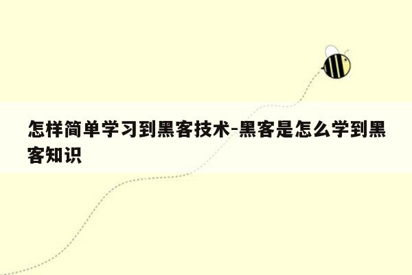 怎样简单学习到黑客技术-黑客是怎么学到黑客知识