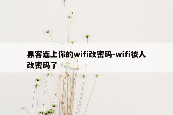 黑客连上你的wifi改密码-wifi被人改密码了