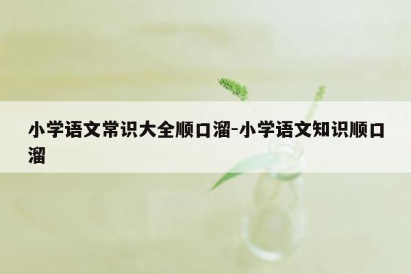 小学语文常识大全顺口溜-小学语文知识顺口溜