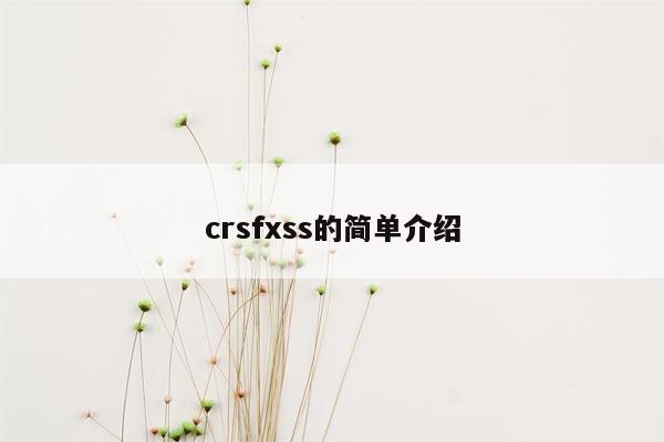 crsfxss的简单介绍