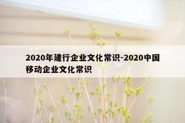 2020年建行企业文化常识-2020中国移动企业文化常识