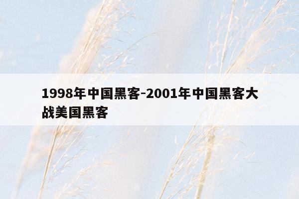 1998年中国黑客-2001年中国黑客大战美国黑客