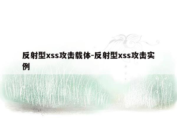 反射型xss攻击载体-反射型xss攻击实例