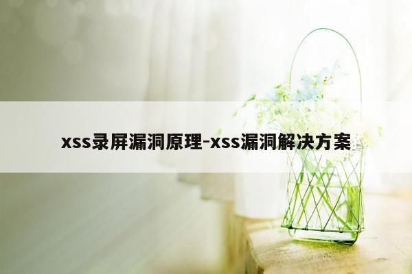 xss录屏漏洞原理-xss漏洞解决方案