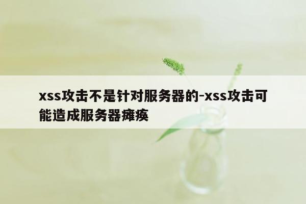 xss攻击不是针对服务器的-xss攻击可能造成服务器瘫痪