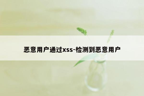 恶意用户通过xss-检测到恶意用户