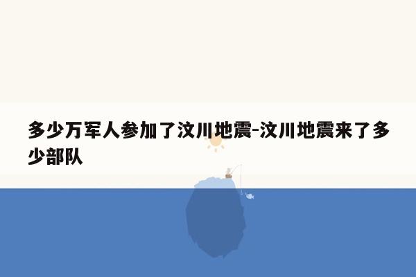 多少万军人参加了汶川地震-汶川地震来了多少部队