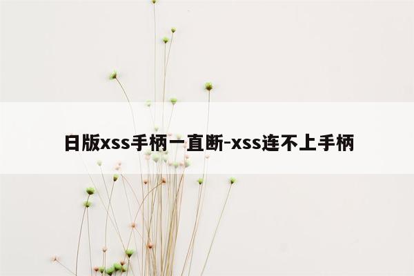 日版xss手柄一直断-xss连不上手柄