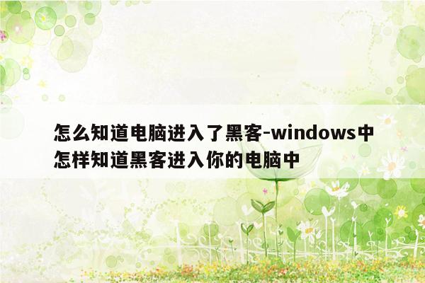 怎么知道电脑进入了黑客-windows中怎样知道黑客进入你的电脑中