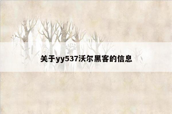 关于yy537沃尔黑客的信息