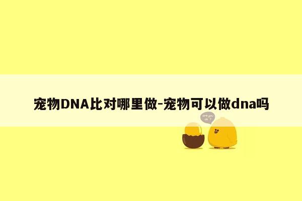 宠物DNA比对哪里做-宠物可以做dna吗