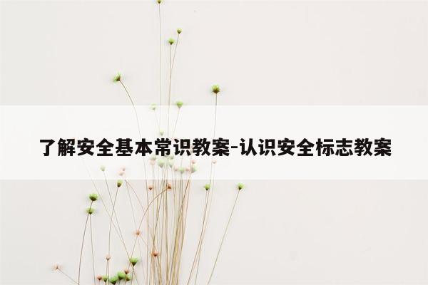 了解安全基本常识教案-认识安全标志教案