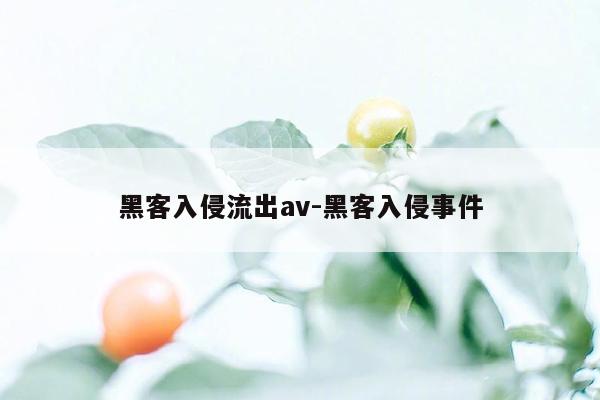 黑客入侵流出av-黑客入侵事件