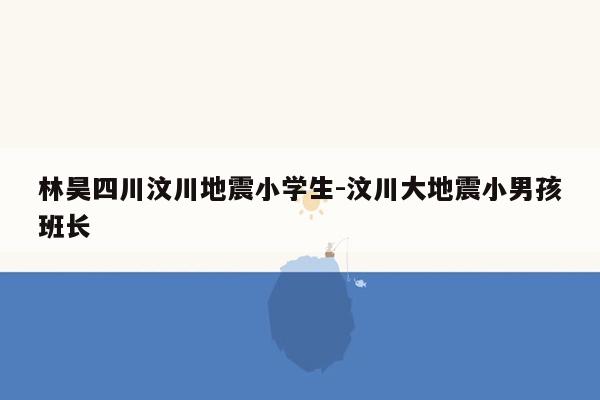 林昊四川汶川地震小学生-汶川大地震小男孩班长