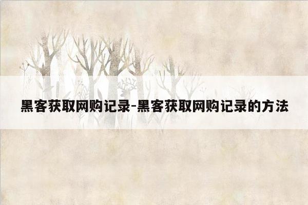 黑客获取网购记录-黑客获取网购记录的方法