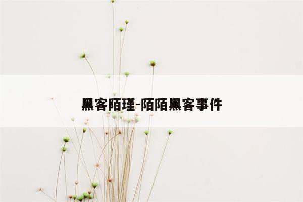 黑客陌瑾-陌陌黑客事件