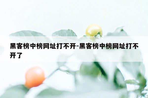 黑客榜中榜网址打不开-黑客榜中榜网址打不开了