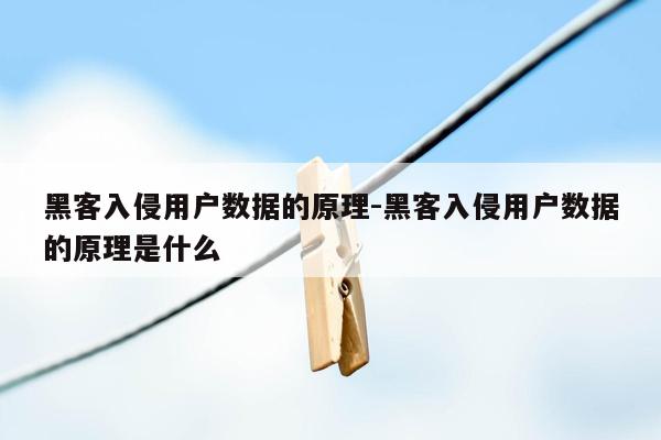 黑客入侵用户数据的原理-黑客入侵用户数据的原理是什么