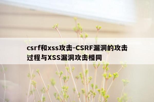 csrf和xss攻击-CSRF漏洞的攻击过程与XSS漏洞攻击相同