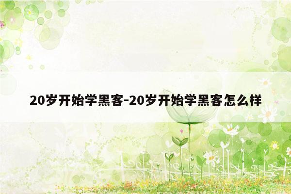 20岁开始学黑客-20岁开始学黑客怎么样