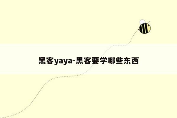 黑客yaya-黑客要学哪些东西