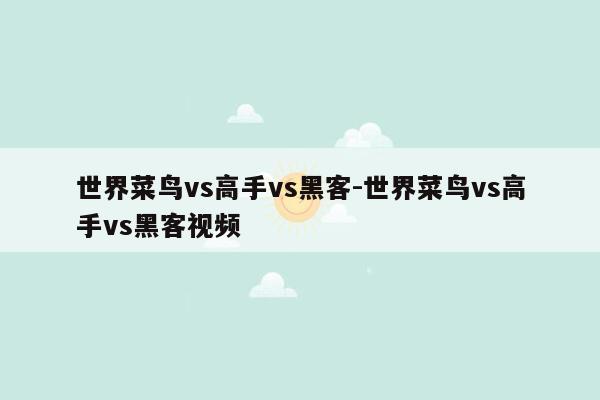 世界菜鸟vs高手vs黑客-世界菜鸟vs高手vs黑客视频