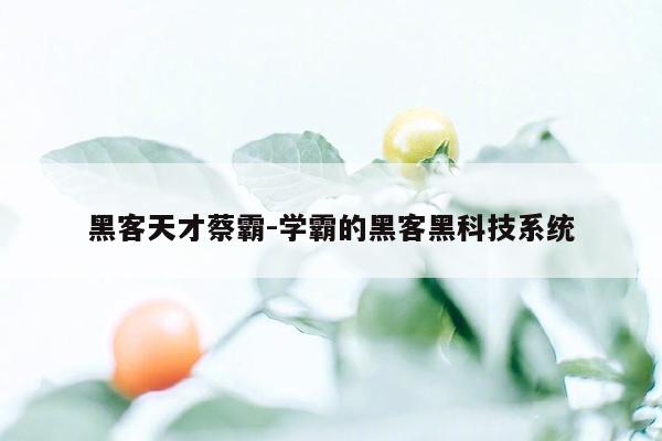 黑客天才蔡霸-学霸的黑客黑科技系统